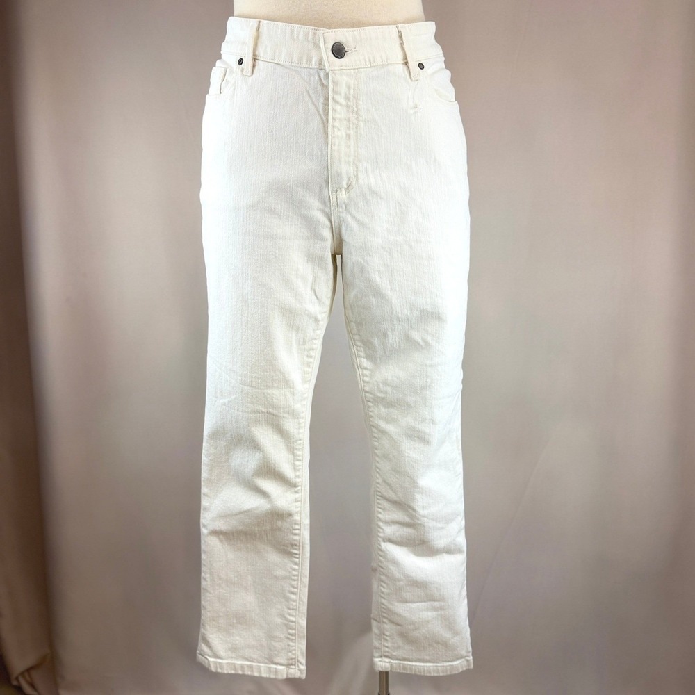 LL BEAN White Jeans Womens (12) Favorite Fit Cotton Straight Resort‎ Coastal